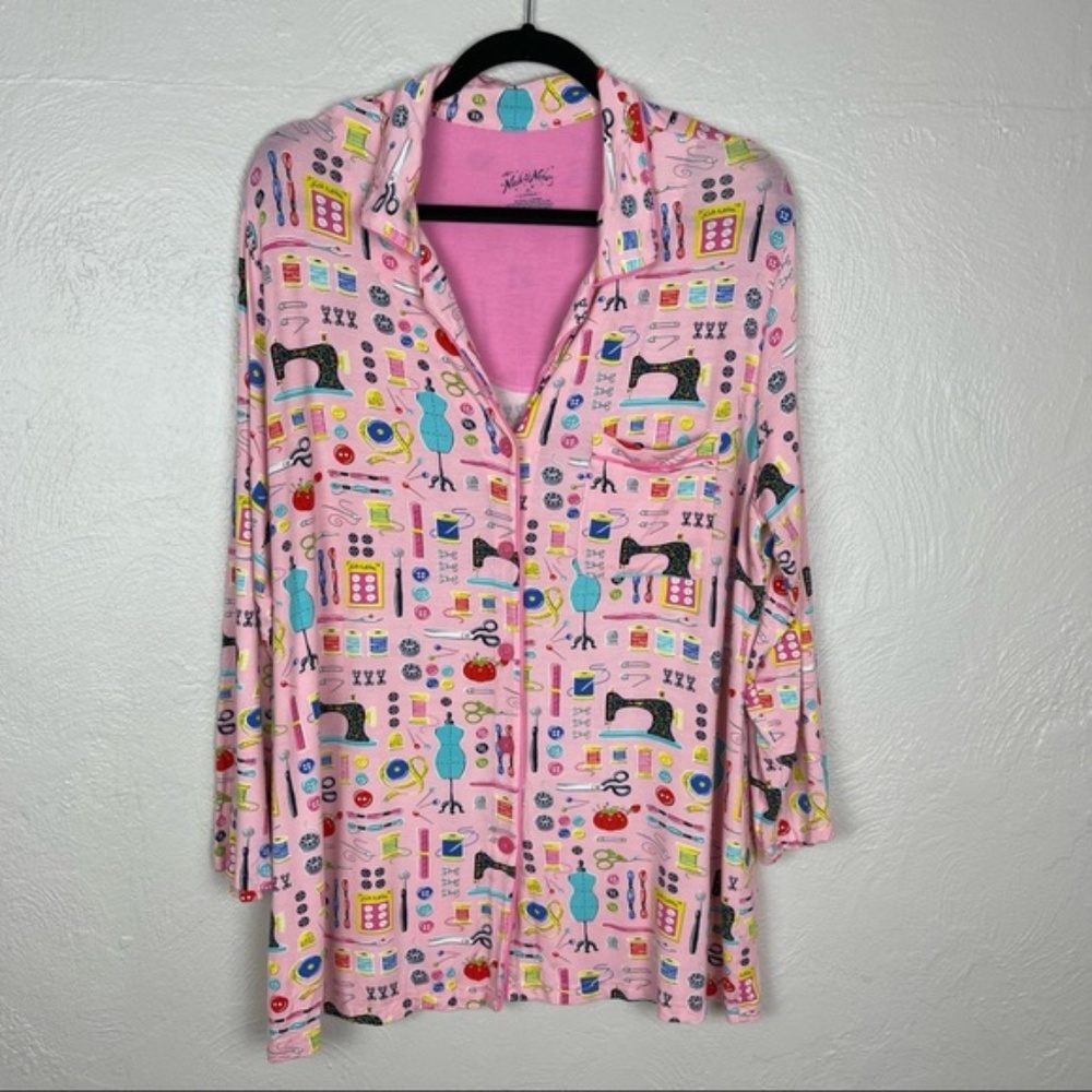 NWOT Nick & Nora Sewing Novelty Print Liv & Maddie Pajama Set Size XL